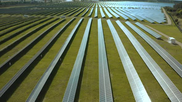 Top View of a Solar Power Station Renewable Energy Solar Panels
