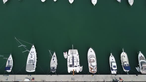 Drone İmage of Yachts Moored at the Pier