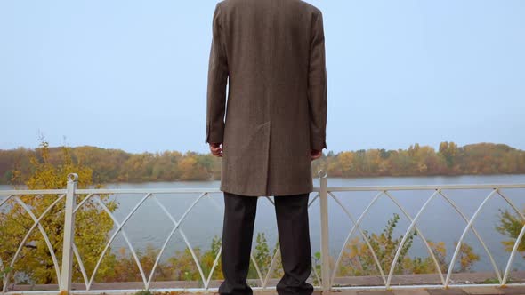 Loneliness Concept Aged Man Rear