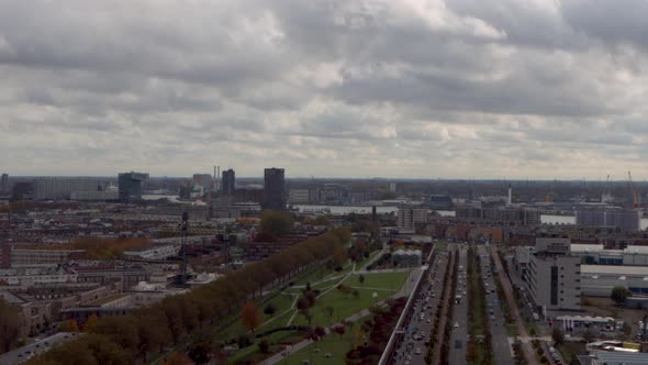 View of traffic and port in Rotterdam, the Netherlands