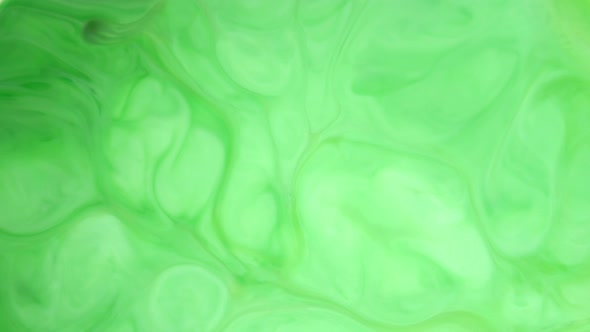  Footage. Ink in Water. Green Ink Reacting in Water Creating Abstract Background.