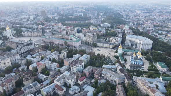 Cityscape of Kyiv, Ukraine. Aerial View, Slow Motion