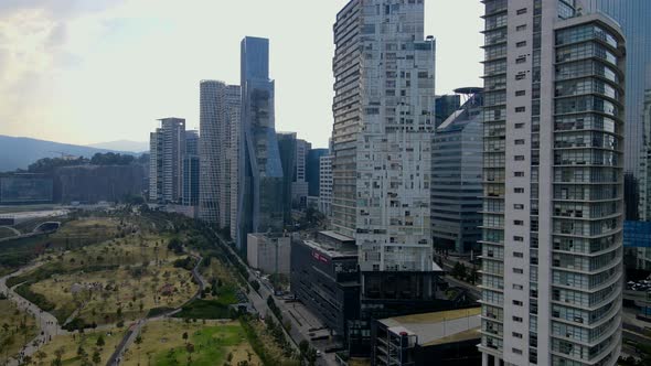 Santa Fe Mexico City Business Destrict, 4K Drone Shot, Skyscraper, Skyline