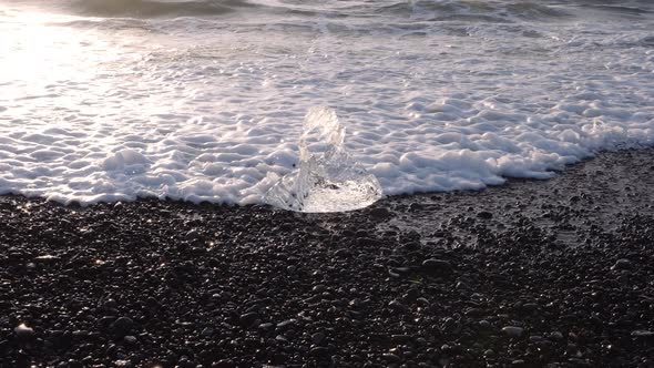 Sea and Melting Ice on Diamond Beach Iceland