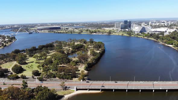 Aerial View of a Riverside City in Australia