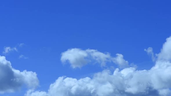 Heavy Cumulus Clouds Float on Vibrant Blue Sky on Sunny Day