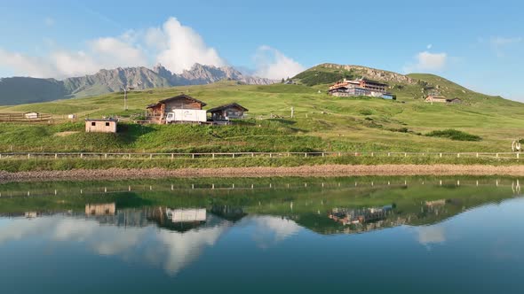 Lake in the Dolomites mountains