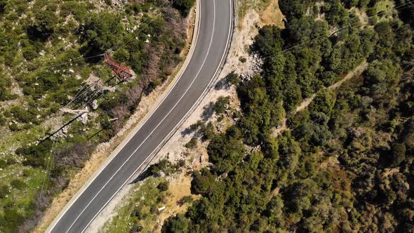 Aerial Top View Mountain Road