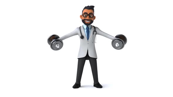 Fun 3D cartoon animation of a fun indian doctor