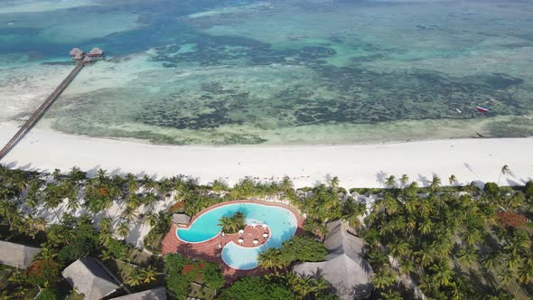 Aerial View of the Beach on Zanzibar Island Tanzania Slow Motion