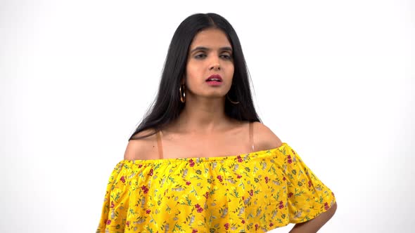 Angry Indian girl trying to control herself