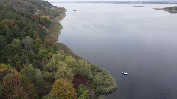 Aerial View of the Dnipro River - the Main River of Ukraine