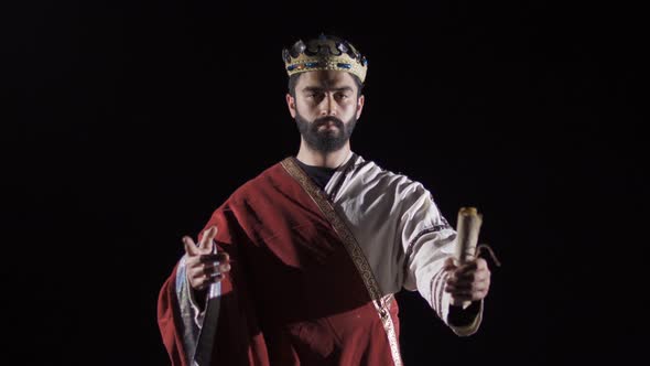 King of Rome in the Middle Ages. Black background.