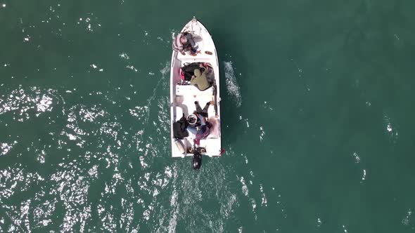 Boat Sailing Top View