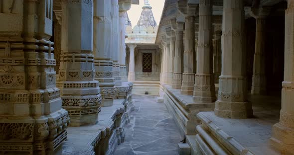 Columns of Beautiful Ranakpur Jain Temple or Chaturmukha Dharana Vihara Mandir in Ranakpur