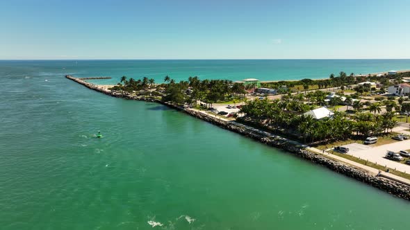 Aerial Reveal Jetty Park Fort Pierce Florida With Atlantic Ocean Views