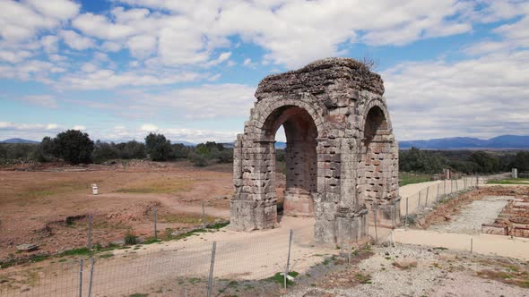 Aerial View of the Roman Ruins of Caparra in Extremadura Spain