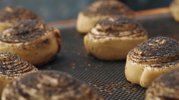 Woman making cinnabon in the kitchen