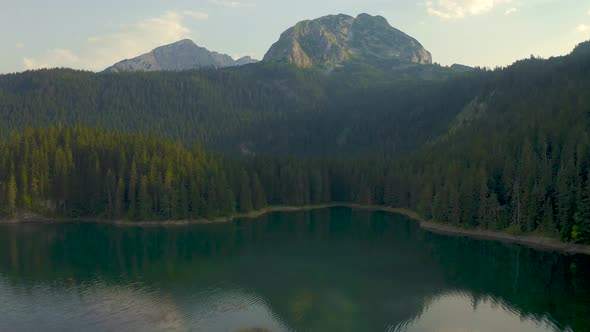 A Place of Myths and Legends of Mountains and Lakes Landscape on Black Lake in Durmitor Montenegro