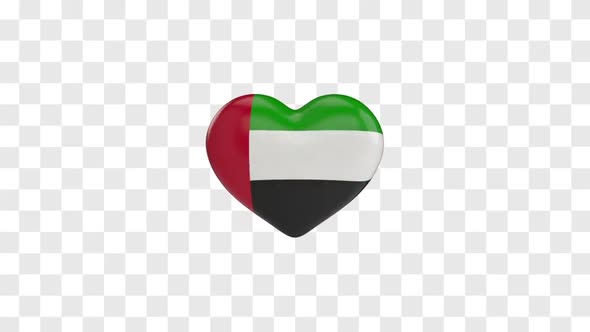 UAE Flag / United Arab Emirates Flag on a Rotating 3D Heart