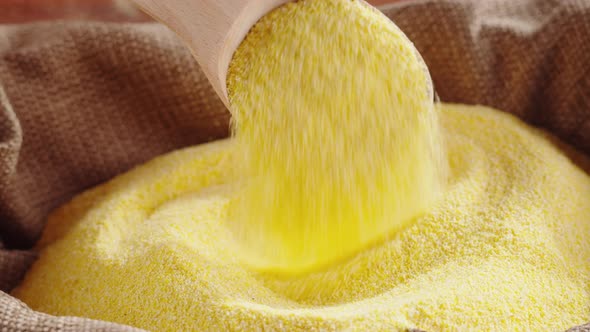 Corn Flour Texture Closeup Cornmeal Top View