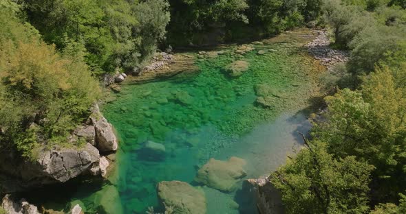 crystal clear blue water of mrtvica river
