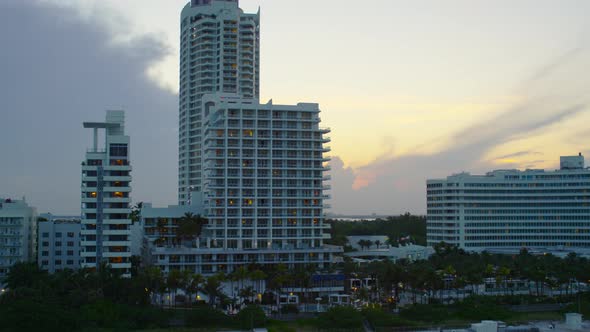 Aerial view of Miami Beach hotels