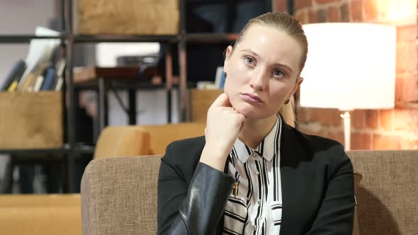 Thinking, Portrait of Business Woman in Office