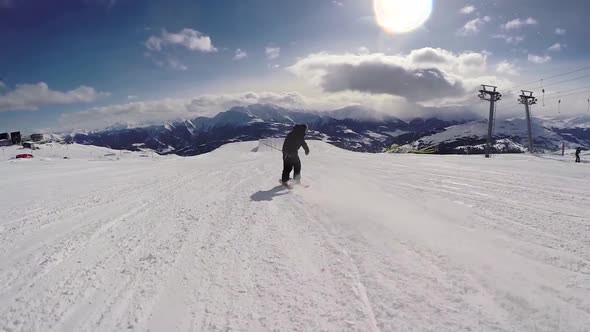 A young man skiing.