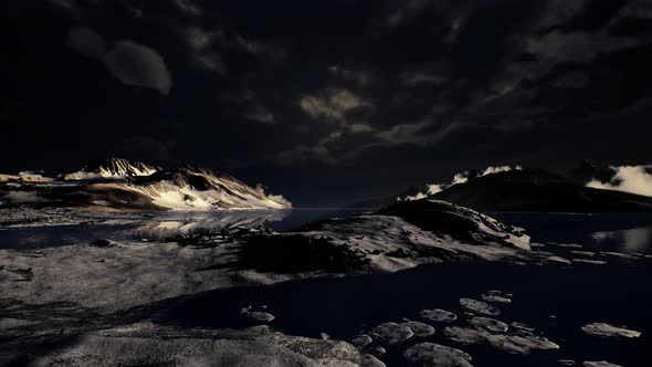 Dramatic Landscape in Antarctica with Storm Coming