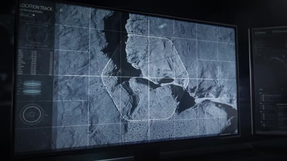 Spy Monitoring Interface Using Satellite Analysis To Track Target On Boat alt