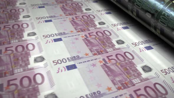 Euro money banknotes printing seamless loop