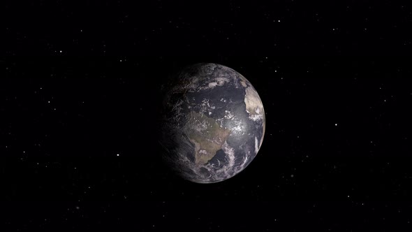 Planet Earth In Space Against The Background Of Stars 4K