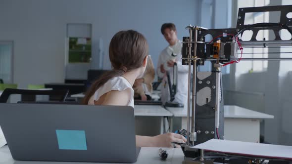 Close Up View of Smart Girl That Sits on the Computer