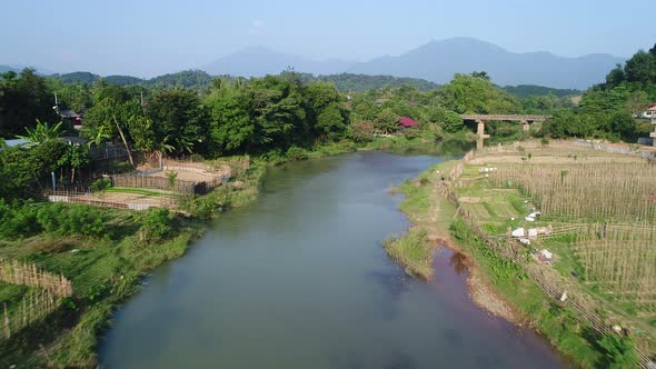 Vang Vieng region in Laos aerial view