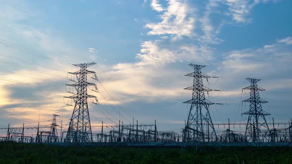 Pylons and substations