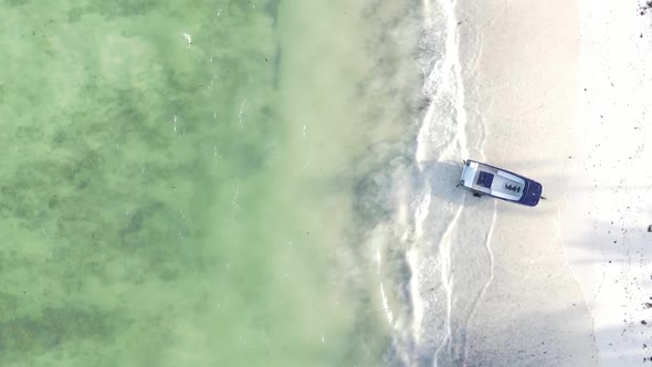 Vertical Video of the Beach on Zanzibar Island Tanzania Aerial View