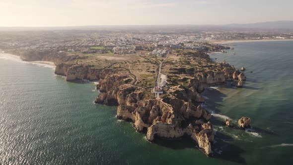 Ponta da Piedade,  headland with group of rock formations along the coastline of Lagos, Algarve