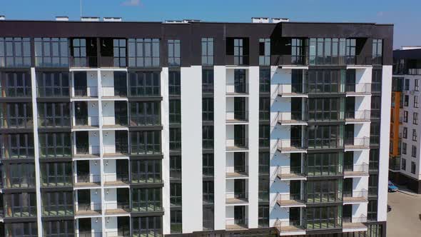 New high-rise residential building in city suburb