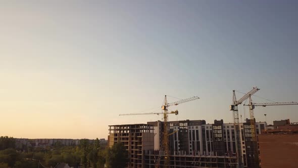 Aerial View of Tall Residential Apartment Buildings Under Construction