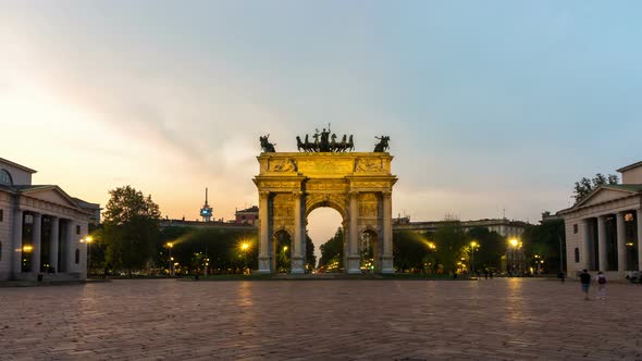 Time Lapse of Arco Della Pace in Milan  Italy
