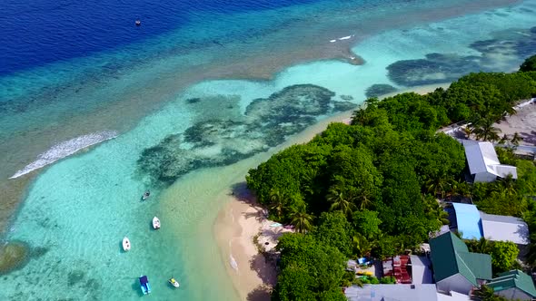 Aerial view travel of lagoon beach voyage by blue ocean with sand background