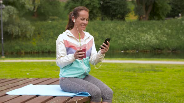 Woman with Smartphone and Shake Listening To Music 