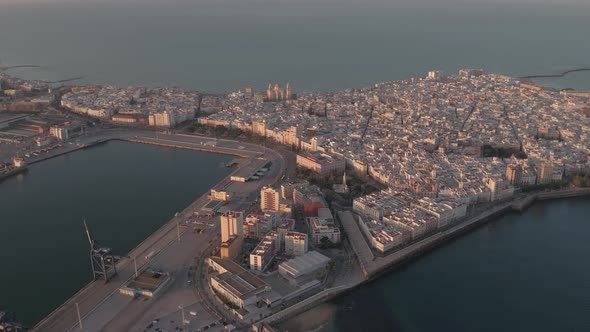 Aerial view of buildings in Cadiz