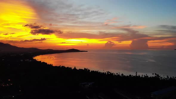 Beautiful from high view of sunset around sea