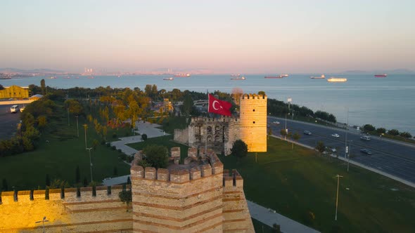 turkey istanbul yedikule dungeons aerial view