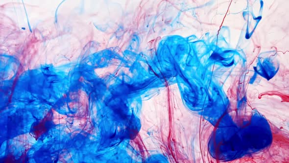 Color Ink in Water on White Background