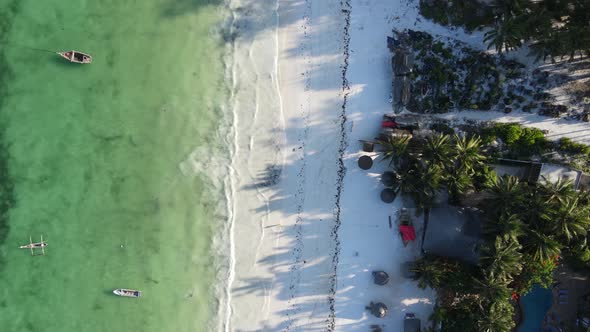 Boats in the Ocean Near the Coast of Zanzibar Tanzania