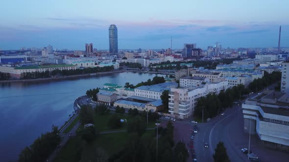 Beautiful city with a Visotsky skyscraper