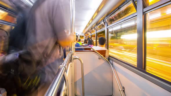 Inside tram car in Hong Kong 